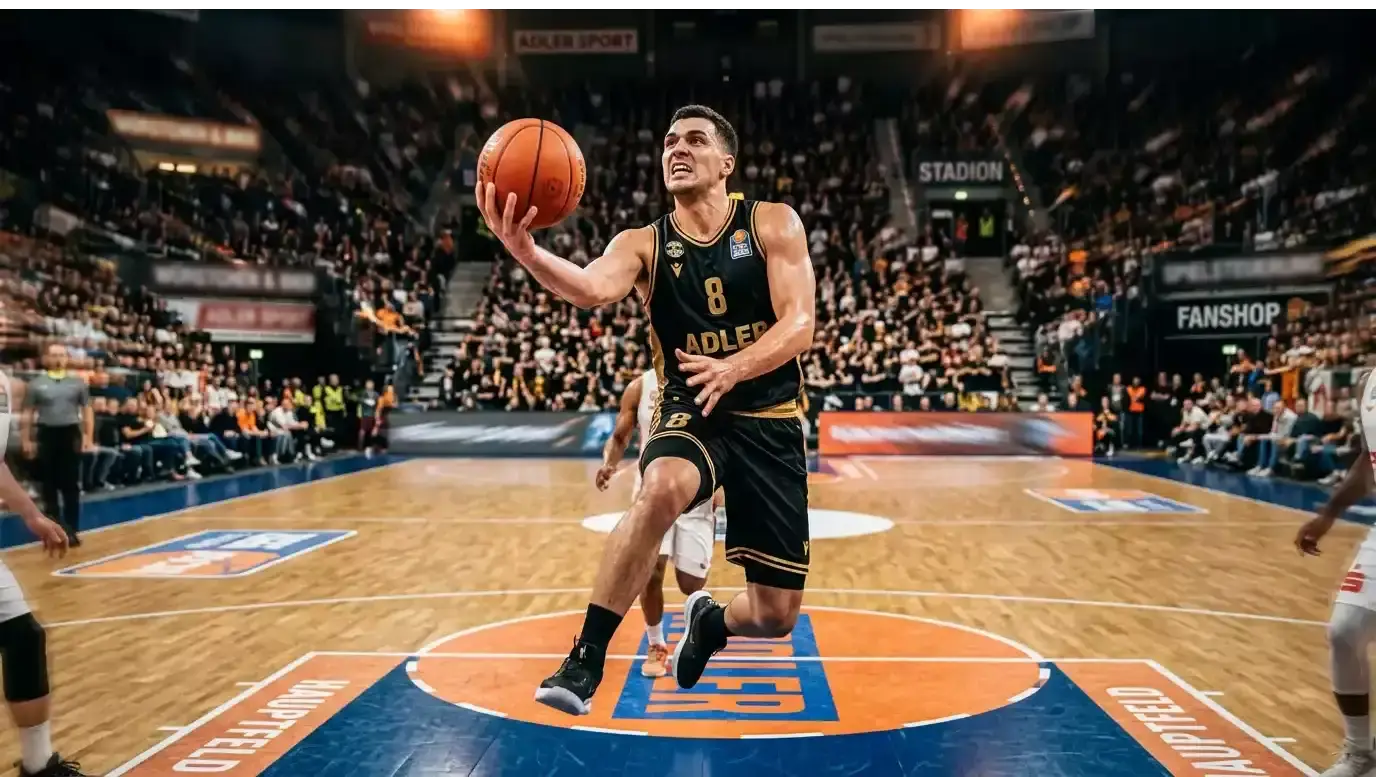 NBA basketball player driving to the basket during a fast-paced live game, capturing the intensity of in-play betting moments